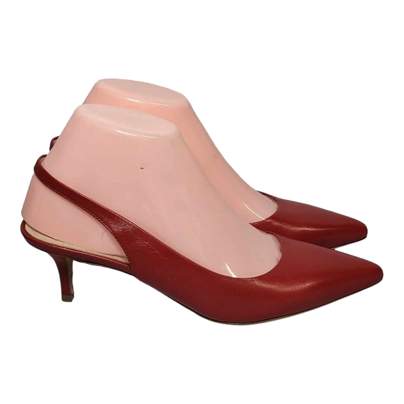 THEORY Red City Slingback 100% Lamb Leather New SZ 37 - Picture 3 of 12